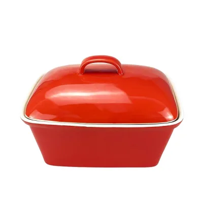 Jingmei Nice Deep Ceramic Bakeware Roaster Casserole Bread Pan with Lid