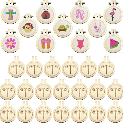 Small Ring Embroidery Hoops Mini Wooden Cross Stitch Hoop Mini Round Oval Wood Hoops for Frame Craft & Hanging