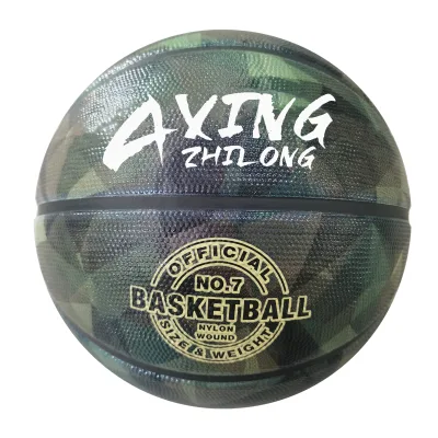 Custom four color printing Diamond camouflage Rubber basketball Different printing patterns customized