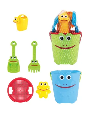 Summer Frog 6-piece Beach Bucket Set, Children's Toys for Playing House, Water Play and Sand Digging