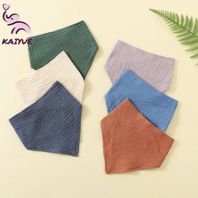 Adjustable 100% Cotton/Polyester Baby Bandana Drool Bibs Solid Color Soft Triangle Towel Burp Cloth Newborn Bedding Muslin Baby