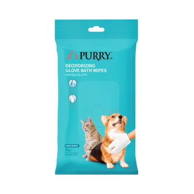 PURRY Sustainable Premium Pet Cleaning Sets Everyday Solution for Tooth Cleaning Glove Wet Mitt Finger Wipes Cats & Dogs