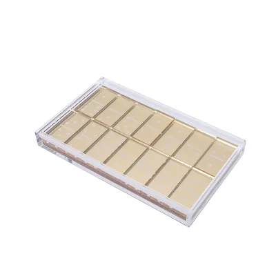 Gold Acrylic Double Six Domino Set 28Pcs With Clear Sliding Acrylic Storage Case 18.7x11.2x2.2cm Luxury Table Game
