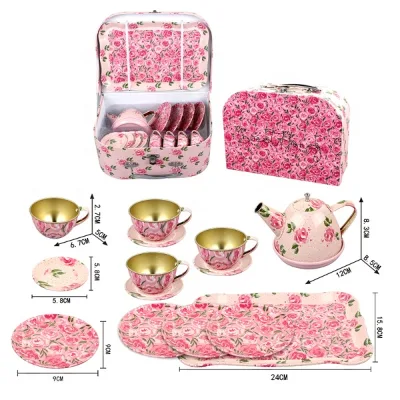 Children's Gift Box Tinplate Tea Set Simulation Playing Pretend House Tea Toys