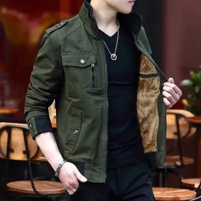 2025 Winter Plush Thickened Jacket Men's Coat Stand Collar Men's Clothing Customized Logo