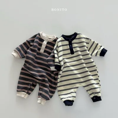 Factory Wholesale/OEM Baby Romper Autumn Long-sleeve Striped Cotton-blend Pullover New Outfit for Newborns Perfect Outdoor