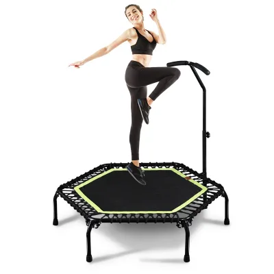 Indoor and Outdoor Trampoline Elastic Trampoline Aerobic Exercise Hexagonal Fitness Trampoline with Handrails