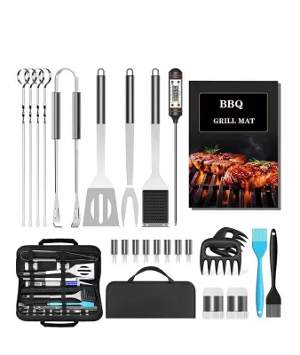 Barbecue Utensil Gifts 25pcs Complete Stainless Steel Grill Accessories Kit BBQ Grillling Tools Set for Smoker Camping Kitchen