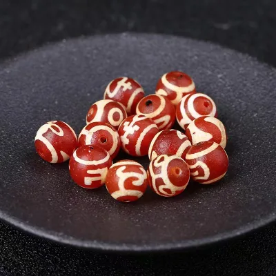 2024Day Pearl Agate Loose Beads Accessories DIY Bracelet Necklace Red Agate Tibetan Buddhist Beads Wholesale
