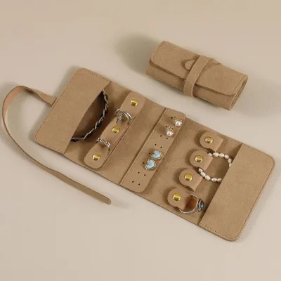 Custom Logo PU Pouch Travel Jewelry Roll Organizer Elegant Storage Case Bag for JEWELRY CONSERVATION