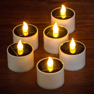 YN Starlight Warm White Solar Powered Outdoor Waterproof Plastic Candle Style Rechargeable Flameless LED Votive Candles IP65