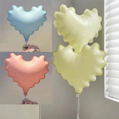 Wholesale Matte Yellow Pink Blue Matt Pastel Wave Heart Inflatable Foil Balloons Birthday Wedding Valentine's Days Party Decor