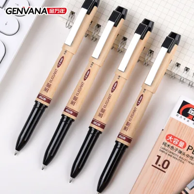 China Manufacturer GENVANA Custom Logo Gel Pen 1.0mm Large Capacity Wood Grain Style Office Signature Pen OEM ODM Factory Direct