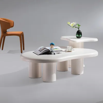Creamy White Sabi Wabi Design Home Living Room Low Tea Table Set Indoor Furniture Bedroom Minimalist Modern Coffee Table