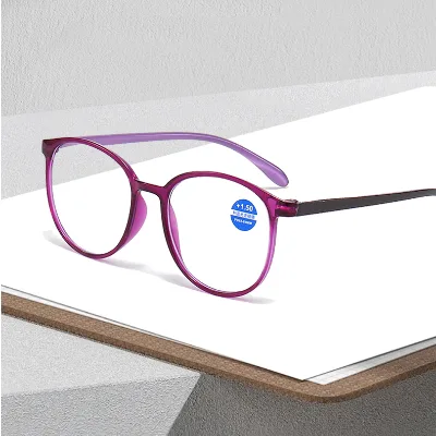 Wholesale Unisex Orange Lightweight Computer Reading Glasses with Round Frames and Anti Blue Light PC Lenses
