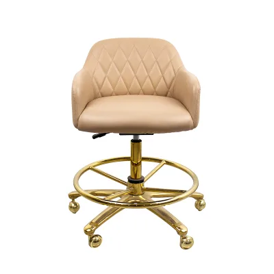 YH Gambling Chair Adjustable Height Round Casino Chairs with Golden Movable Wheel