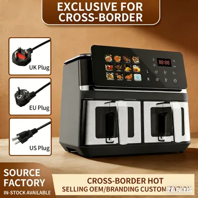 Customizable Kitchen Oil-free Stainless Steel air Fryer Oven Black Dual Pot Visual Window Electric air Fryer