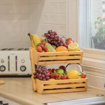 2023 Latest Design Vegetable Fruit Sink Drainer Basket Fruit Display Basket 2 Tier