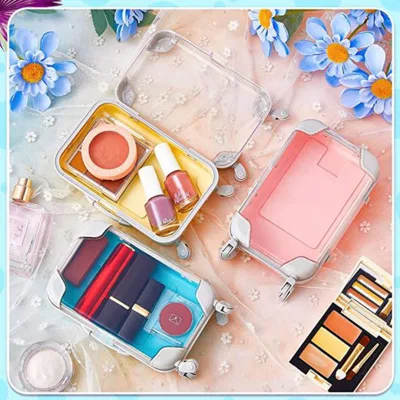 Luxury Vintage Mini Suitcase High Quality Plastic Eyelash Packaging Box Creative Container Case Eyelashes Tools Mix Wholesale