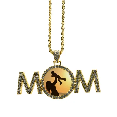 Fashion Custom Logo Sublimation Blank Necklace Mother's Day MOM Pendant Necklace Jewelry