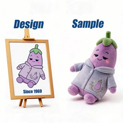 Shengye Brand Toy Manufacturer PP Cotton Filling Eggplant Plush Doll for Unisex Birthday Fruit Vegetable Supermarket Gift