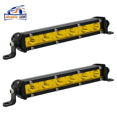 7 Inch 18W 6LED Yellow Work Light 6000K White Spot Beam Lighting Daytime Running Lamp for Car Truck J -eep Boat Universal 12V