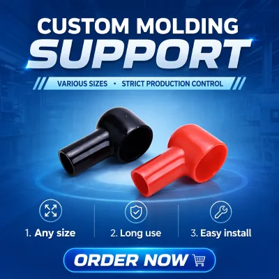 L10x20x47mm Red Black Battery Terminal Boots Insulating Covers Soft PVC Oil/UV/Fire Resistant Yueting YD 0.5-300mm Wire Size