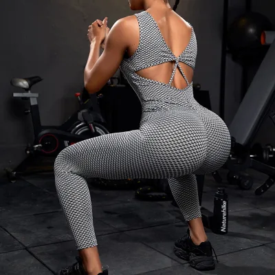 Custom Honeycomb Cut Out One Piece Bodycon Romper for Women Plus Size Sports Jumpsuit