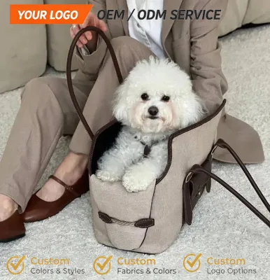 Hot Pet Carrier Purse Premium Fabric Dog Travel Bag With Pocket Safety Hook for Shopping Restaurant Trip