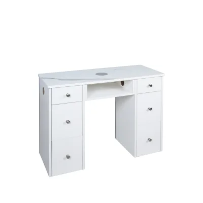 Salon Equipment Marble Countertop with Exhaust Fan Oversized Storage Compartment Nail Table