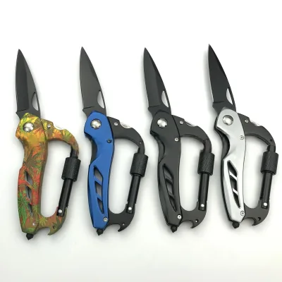 Mountaineering Buckle Camping Rock Climbing Carabiner Survival Multitool Carabiner Foldable Pocket Knife