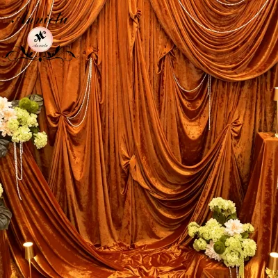 ANNIELU Luxury Crush Velvet Wedding Drape Elegant Swag Design Reusable Wrinkle Resistant for Wedding Banquet Event
