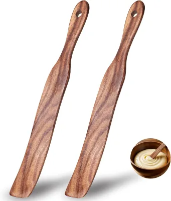 11 Inch Solid Wood Spurtles Acacia Wooden Stirrer for Sourdough Starter Jar Long Handle Heat Resistant Baking Utensils