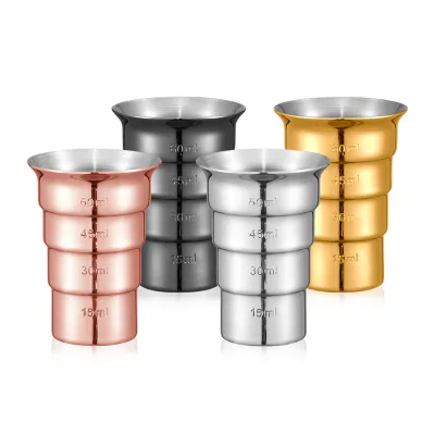 Factory Custom 2oz Jigger Cocktail Food Grade Stainless Steel Jigger bar Accessories Stepped Jigger for Mixing Cocktail