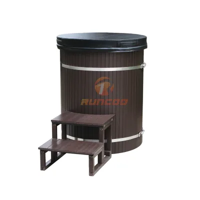 Wooden Outdoor Wood Rectangular Ice Barrel Therapy Acrylic One Piece Cold Plunge Ice Bath Tub and Chiller
