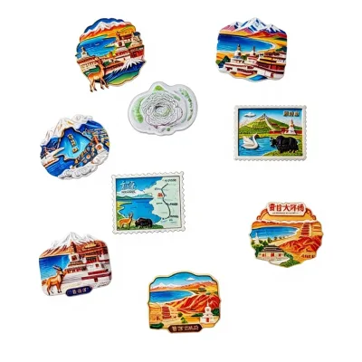 Qinghai-Gansu 3D Creative Style Fridge Magnets Cultural Creative City-themed Home Decor Travel Souvenirs Resin Magnetic Tiles