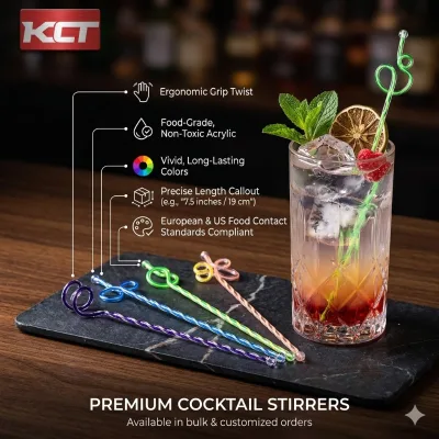 Customizable Cocktail Stirrers 11 Inch Long Handle Beverage Swizzle Sticks | Vibrant Plastic Stir Sticks for Juice & Soda Bar