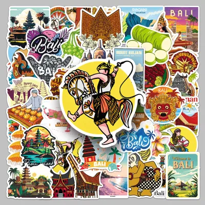 50PCS Custom Wholesale Impressions of Indonesia Bali Themed Vinyl Decorative Stickers for Luggage & Camera