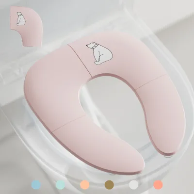 Cartoon Pattern Kid Toilet Seat for Potty Training Baby Folding Plastic Toilet with Non-slip Rubber Mat Cute Style PP Material