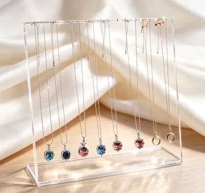 Custom Clear Acrylic Necklace Display Stand T Shape Acrylic Jewelry Holder for Pendant Necklace Retail Shop Showcase