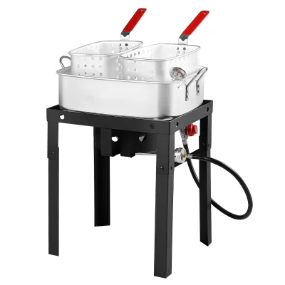Propane Gas Fish and Wing Fryer 58000BTU Outdoor Deep Fryer with 5Qt 18Qt Pot Seafood Boiler Cooker for Catering Equipment