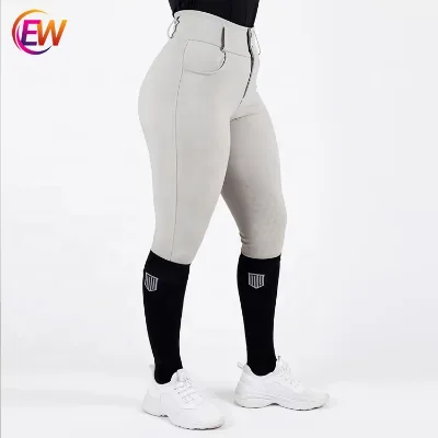 EW Wholesale High-Quality Four-way Stretch Horse Equestrian Light Beige Breeches for Women