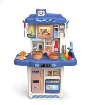 Children's Educational Kitchen Pretend Play Set with Realistic Accessories Includes Stove Coffee Maker Washing Machine Toy