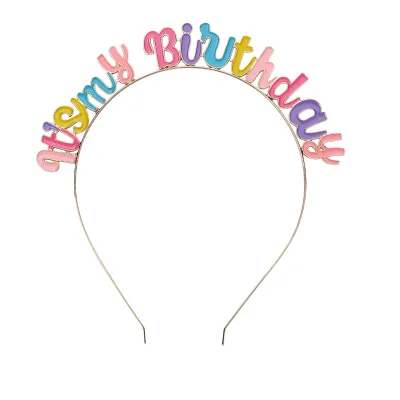 Hot-Selling Cute Sweet Metal Colored Letter Headband Happy Birthday Headband Party Hair Accessory Gift