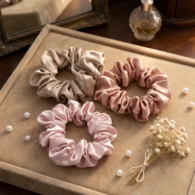 BSCI Audited Hair Accessories Factory Wholesale New Design High Quality 100% Mulberry Silk Hair Scrunchies Hair Ties