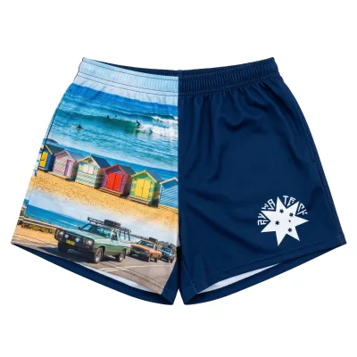 Manufacturer Wholesale Custom Sublimation Print Australia Footy Shorts Custom Brand logo Screen Print Drawstring Shorts for Men