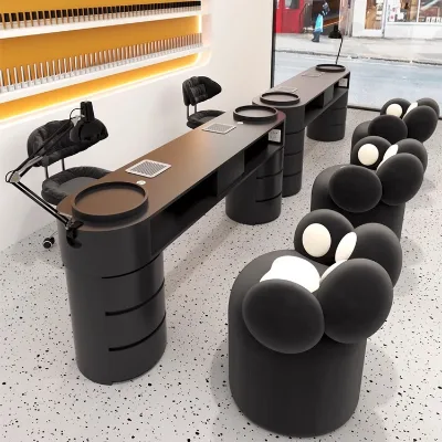 New Design European Manicure Table Black Double Manicure Table With Drawers