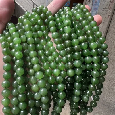 Wholesale Natural Nephrite Green Jasper 6mm8mm10mm12mm Round Beads Accessories for Jewelry Making DIY