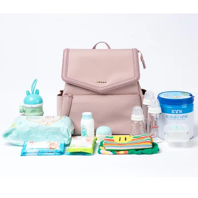 RPET Water Resistant Nylon Baby Bag Leather Nappy Bag Minimalist Large Capacity Custom Diaper Bag Backpack for Mum and Dad
