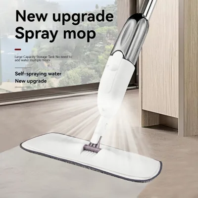 Handheld Wet Dry Floor Cleaning 360 Swivel Removable Microfiber Pad 37cm Wide 120cm Stainless Steel Pole Water Tank Spray Mop
